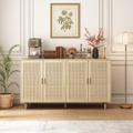 Meuble de rangement décoratif en rotin à 4 portes