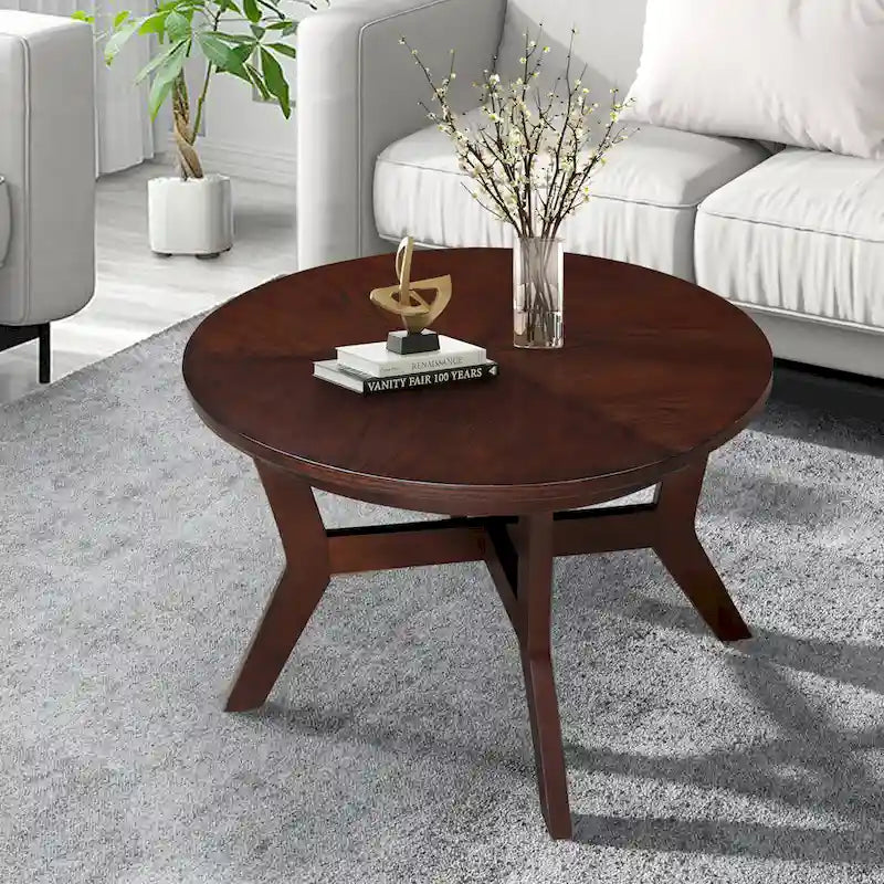 Tables basses rondes en bois de ferme du milieu du siècle
