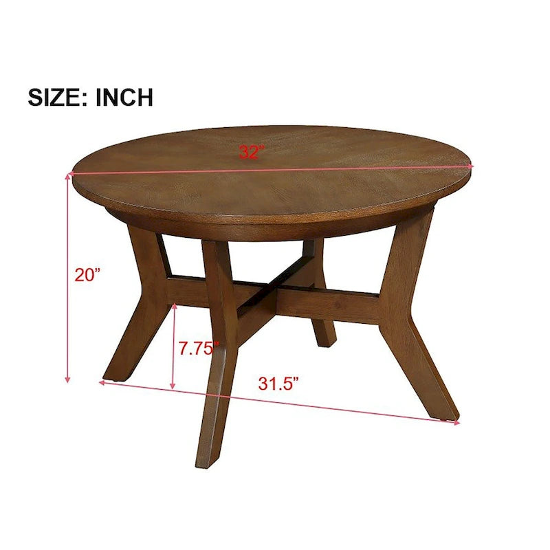 Tables basses rondes en bois de ferme du milieu du siècle