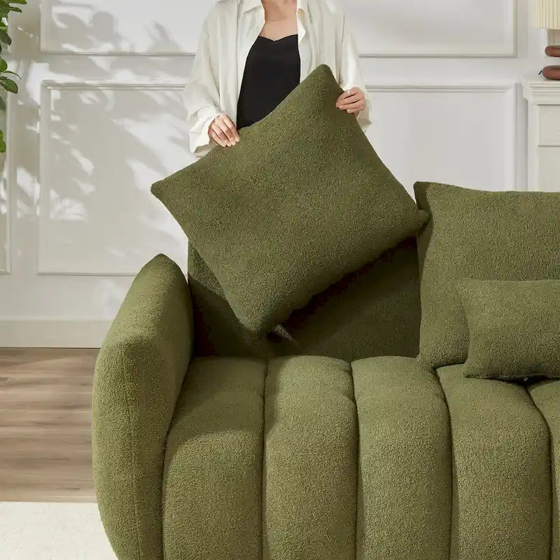 Canapé d'angle en tissu Teddy avec cadre en bois