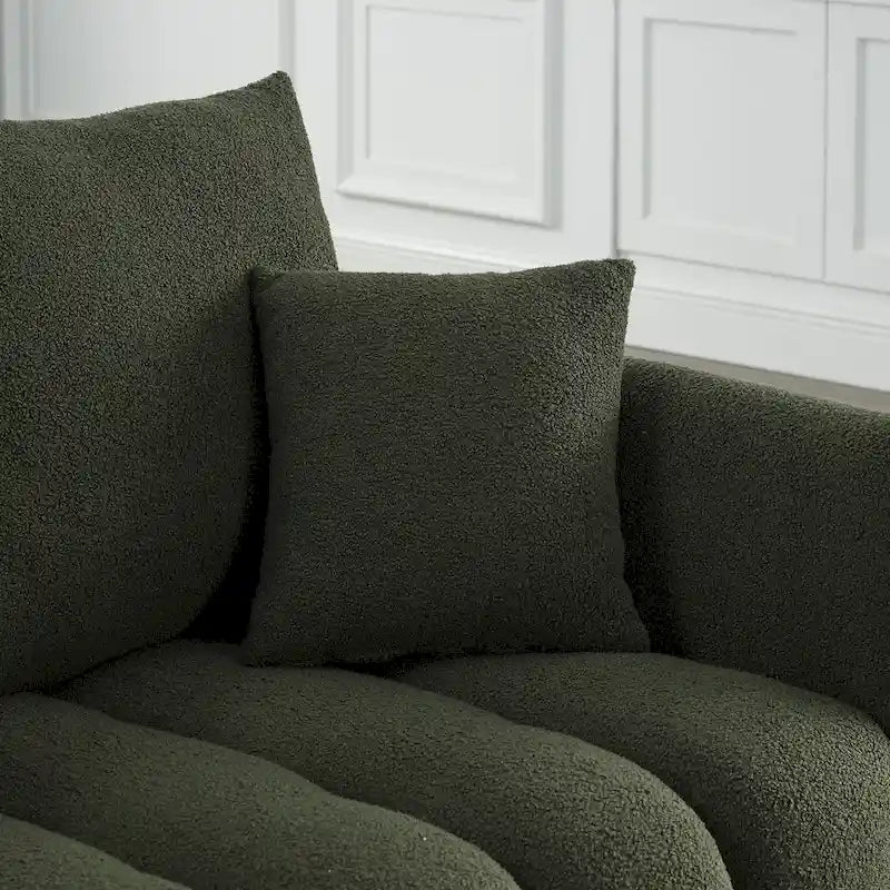 Canapé d'angle en tissu Teddy avec cadre en bois