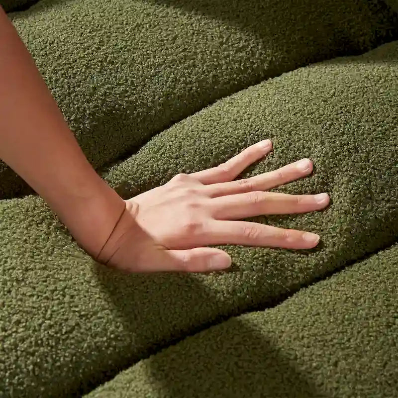Canapé d'angle en tissu Teddy avec cadre en bois