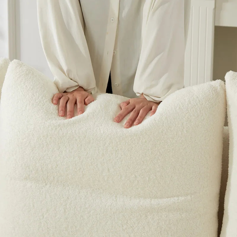 Canapé d'angle en tissu Teddy avec cadre en bois