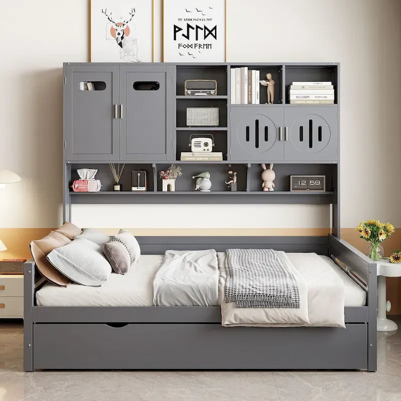 Lit de repos compact avec étagère pour chambre à coucher