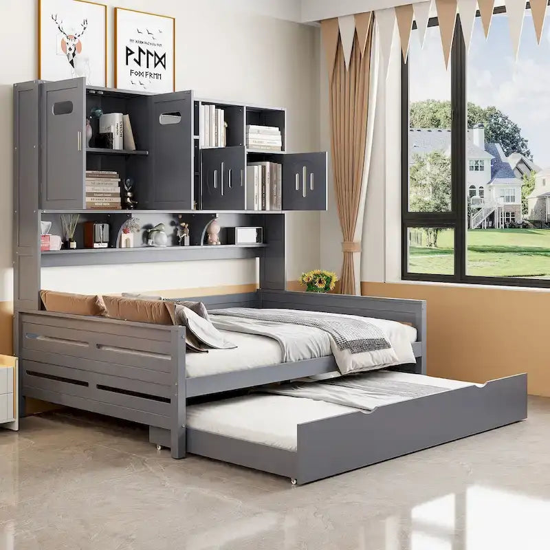 Lit de repos compact avec étagère pour chambre à coucher