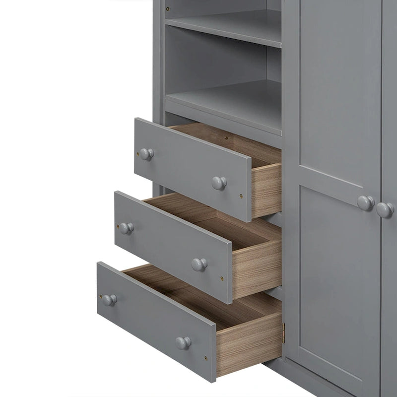 Lit mezzanine en bois massif avec armoire et bureau