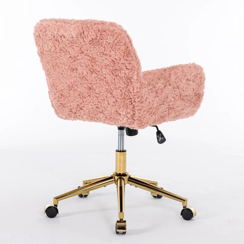 Chaise de bureau rembourrée et piètement en métal doré