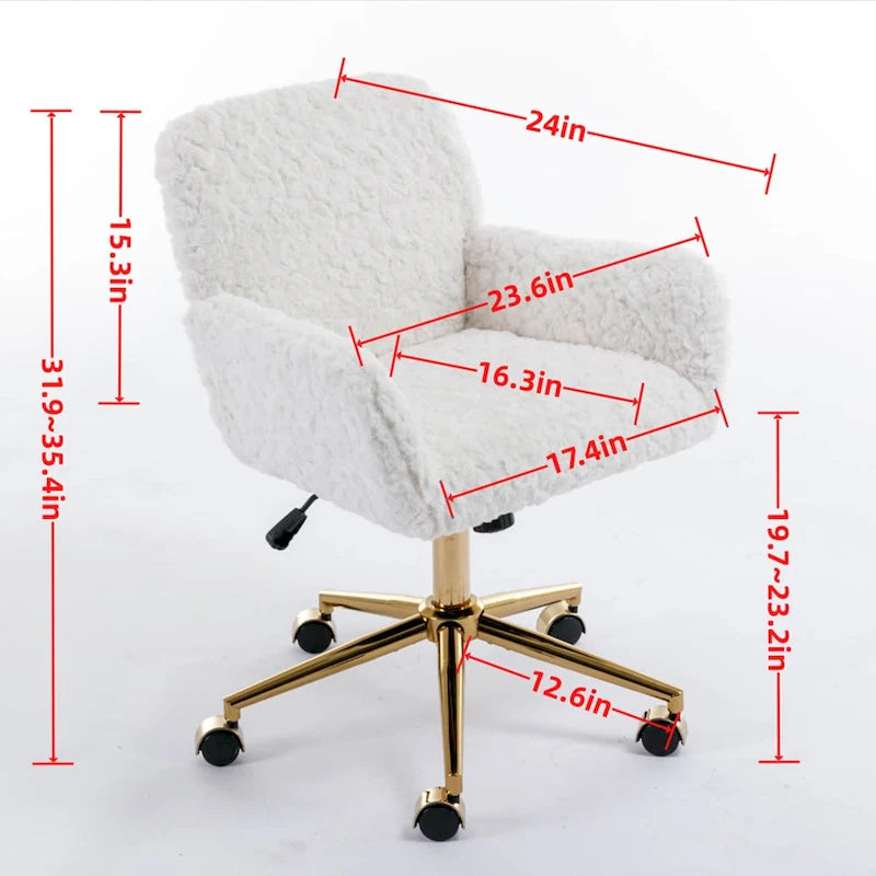 Chaise de bureau rembourrée et piètement en métal doré