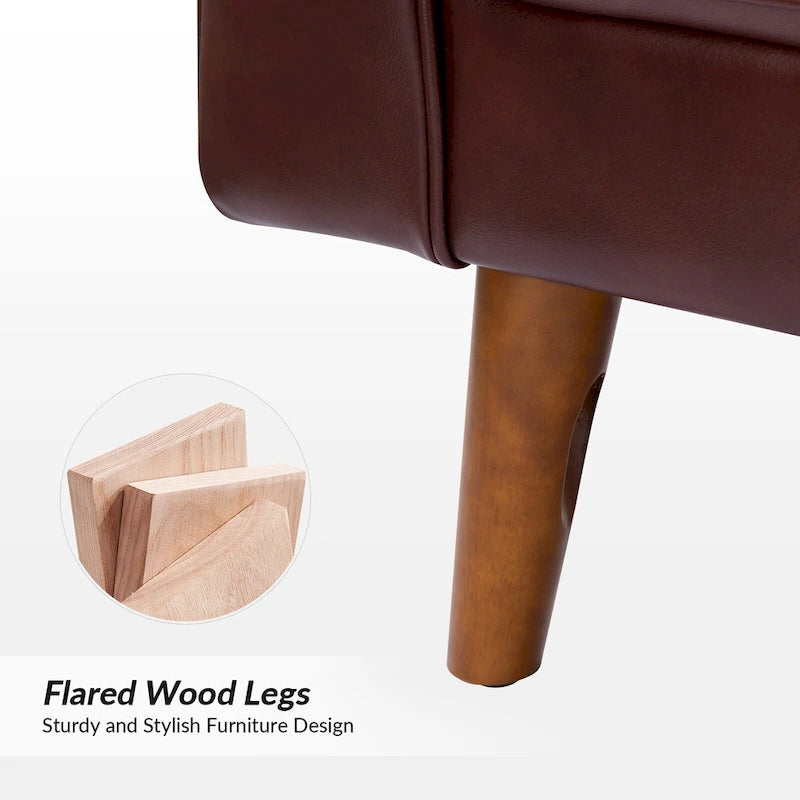 Fauteuil Elizabeth en cuir véritable, style Mid-century