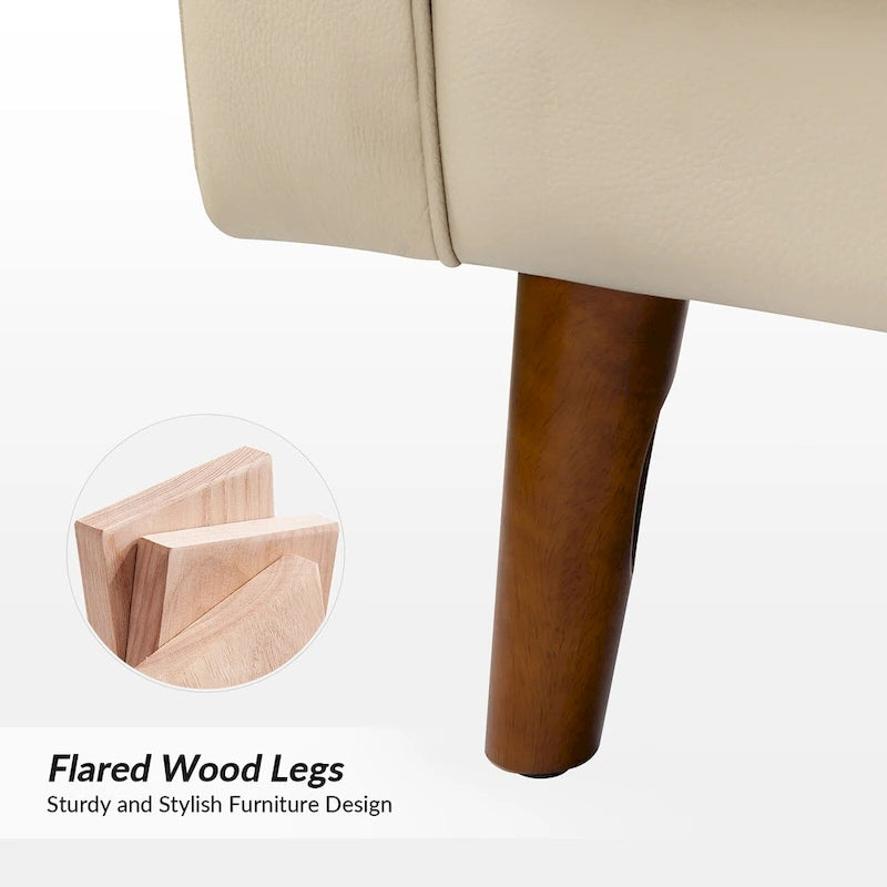 Fauteuil Elizabeth en cuir véritable, style Mid-century