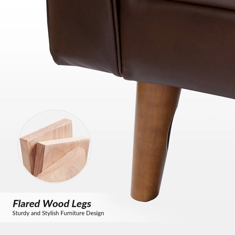 Fauteuil Elizabeth en cuir véritable, style Mid-century