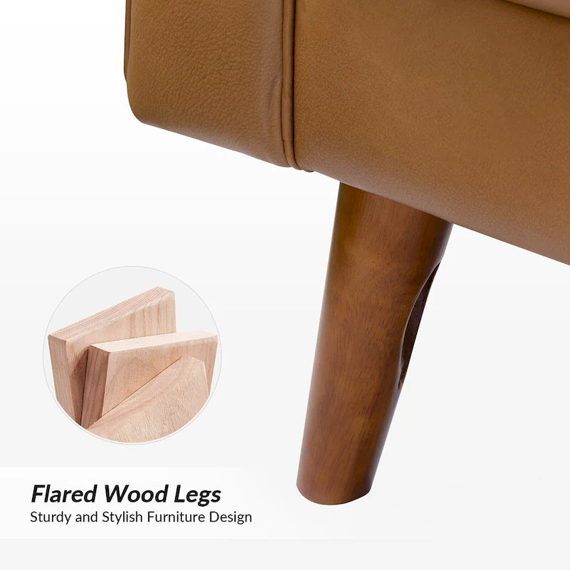 Fauteuil Elizabeth en cuir véritable, style Mid-century