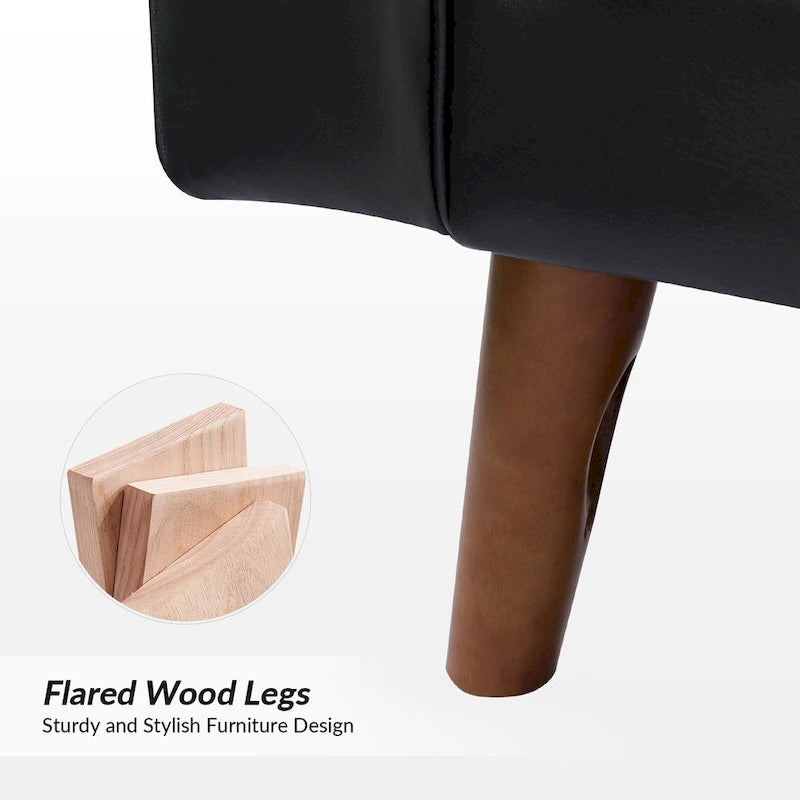 Fauteuil Elizabeth en cuir véritable, style Mid-century