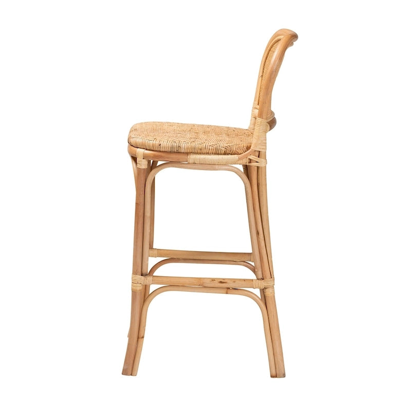 Tabouret en rotin naturel brun, style bohème moderne