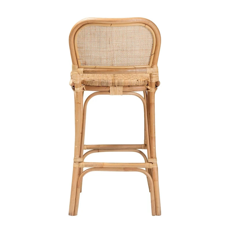 Tabouret en rotin naturel brun, style bohème moderne