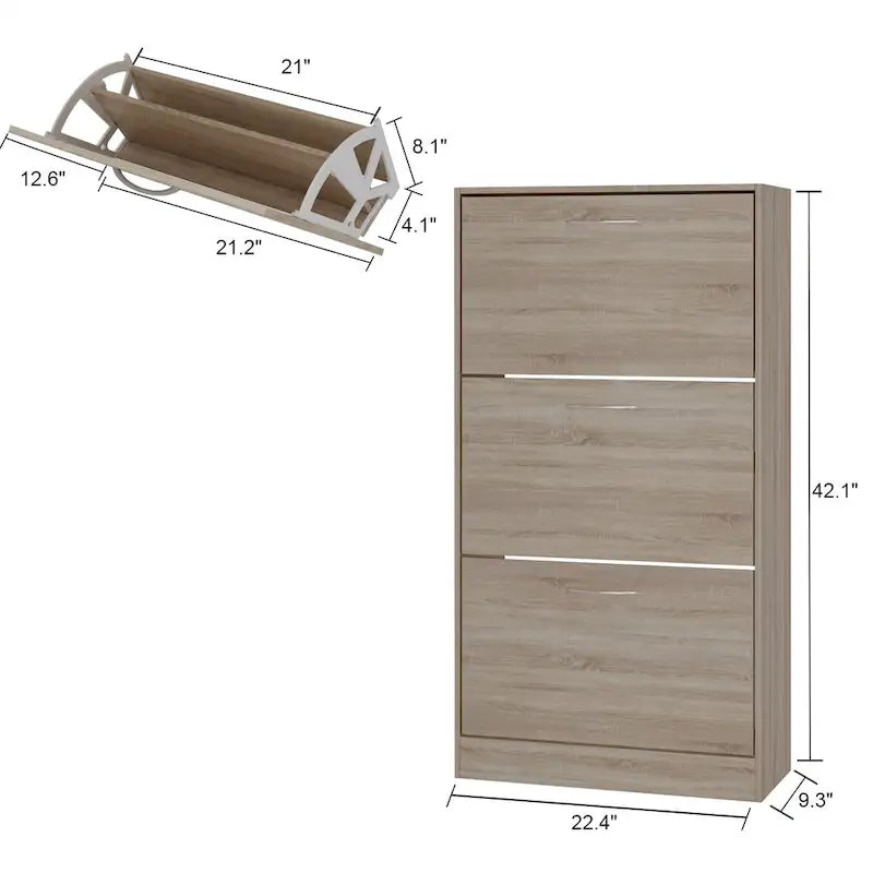 Meuble à chaussures moderne pour entrée, meuble à chaussures de sol à 2 niveaux