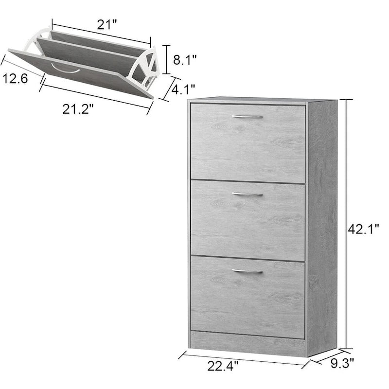 Meuble à chaussures moderne pour entrée, meuble à chaussures de sol à 2 niveaux