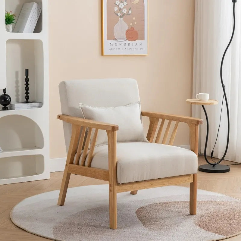Fauteuil d'appoint en bois massif rembourré en bouclé de style milieu de siècle