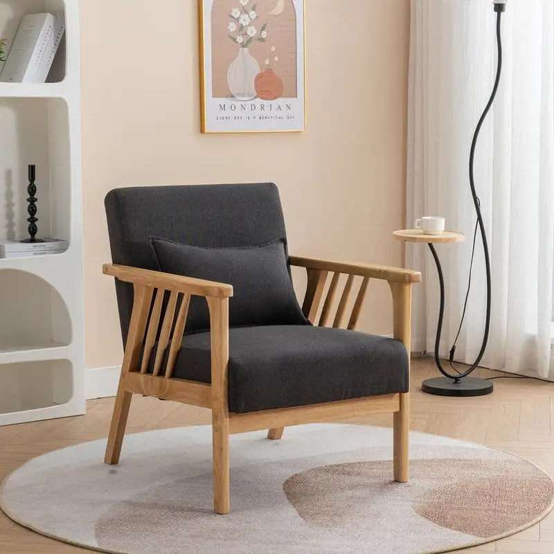 Fauteuil d'appoint en bois massif rembourré en bouclé de style milieu de siècle