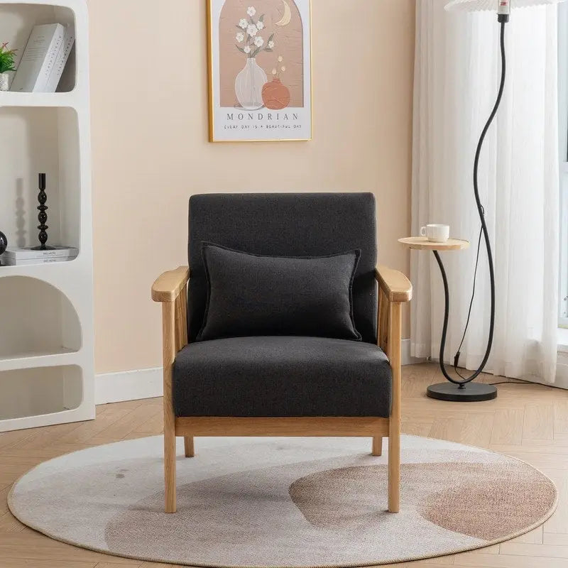 Fauteuil d'appoint en bois massif rembourré en bouclé de style milieu de siècle