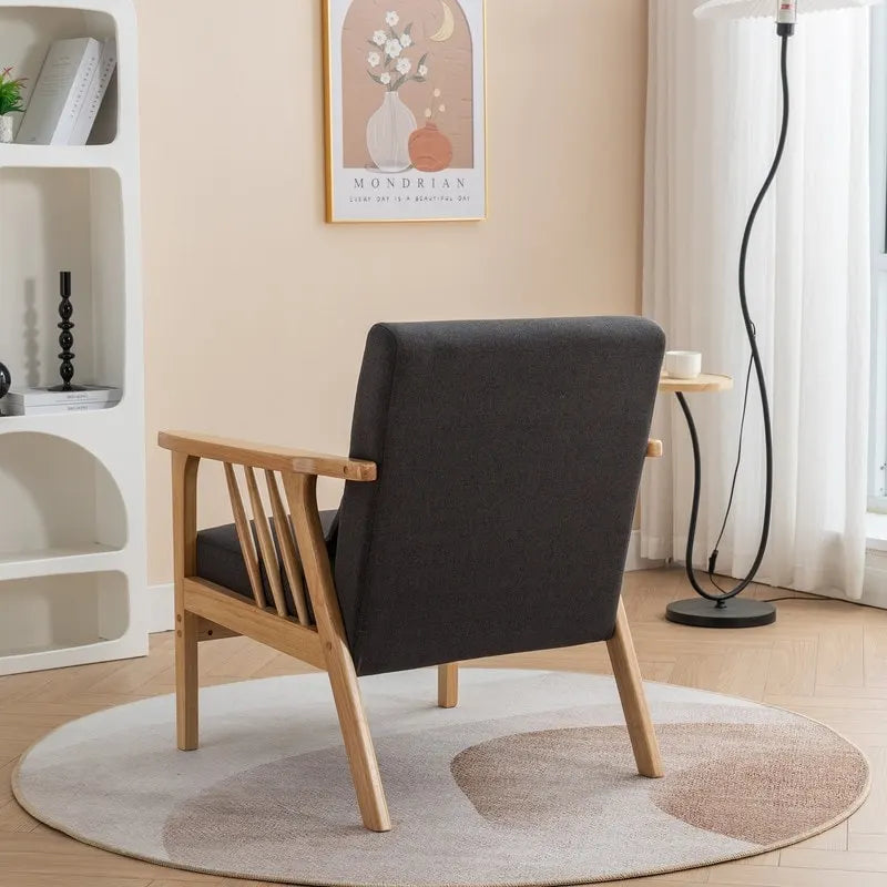 Fauteuil d'appoint en bois massif rembourré en bouclé de style milieu de siècle