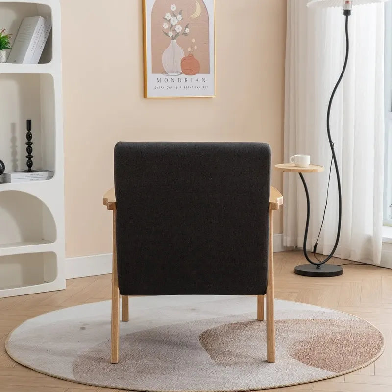 Fauteuil d'appoint en bois massif rembourré en bouclé de style milieu de siècle