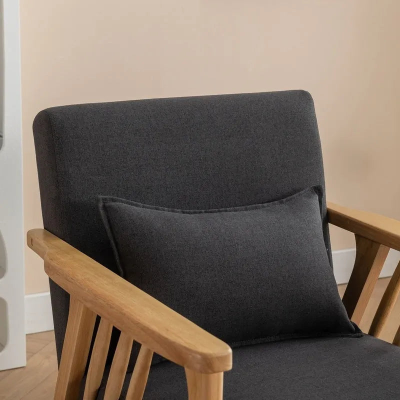 Fauteuil d'appoint en bois massif rembourré en bouclé de style milieu de siècle