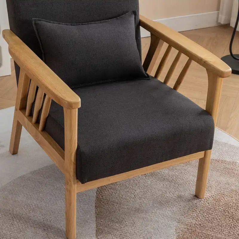 Fauteuil d'appoint en bois massif rembourré en bouclé de style milieu de siècle