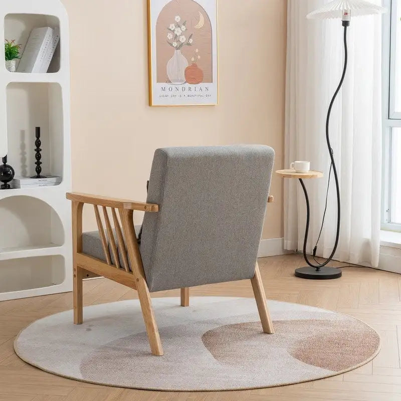 Fauteuil d'appoint en bois massif rembourré en bouclé de style milieu de siècle