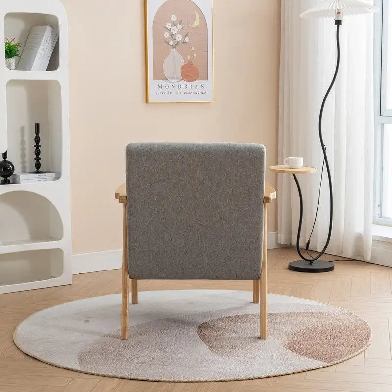 Fauteuil d'appoint en bois massif rembourré en bouclé de style milieu de siècle