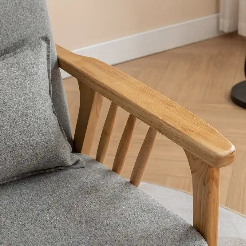 Fauteuil d'appoint en bois massif rembourré en bouclé de style milieu de siècle