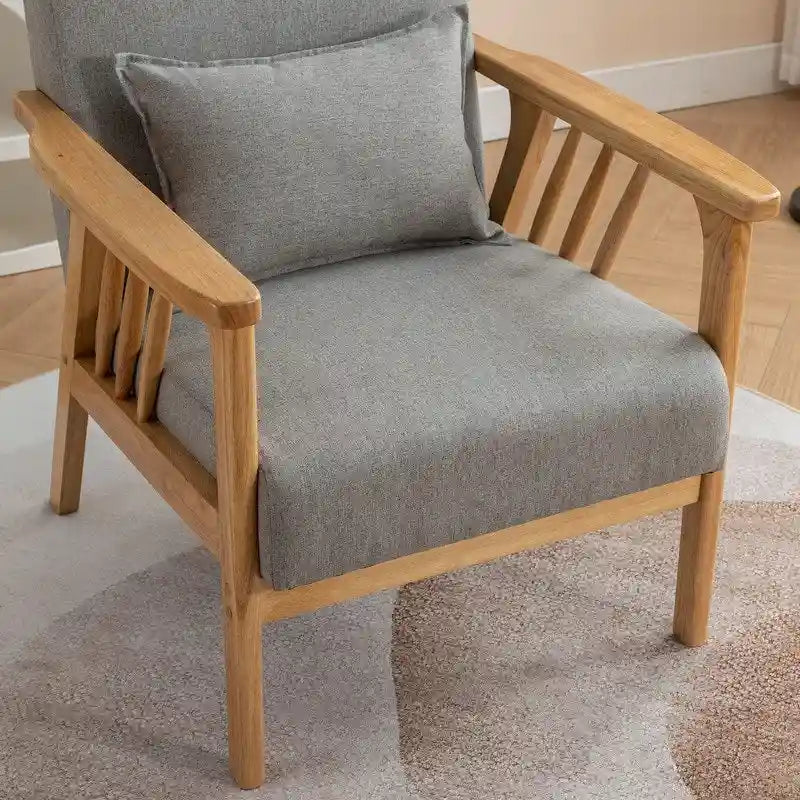 Fauteuil d'appoint en bois massif rembourré en bouclé de style milieu de siècle