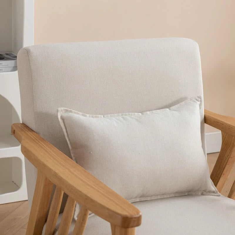 Fauteuil d'appoint en bois massif rembourré en bouclé de style milieu de siècle