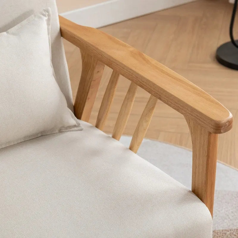 Fauteuil d'appoint en bois massif rembourré en bouclé de style milieu de siècle