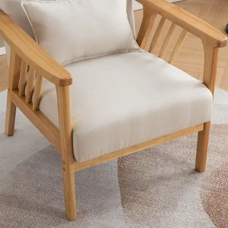 Fauteuil d'appoint en bois massif rembourré en bouclé de style milieu de siècle