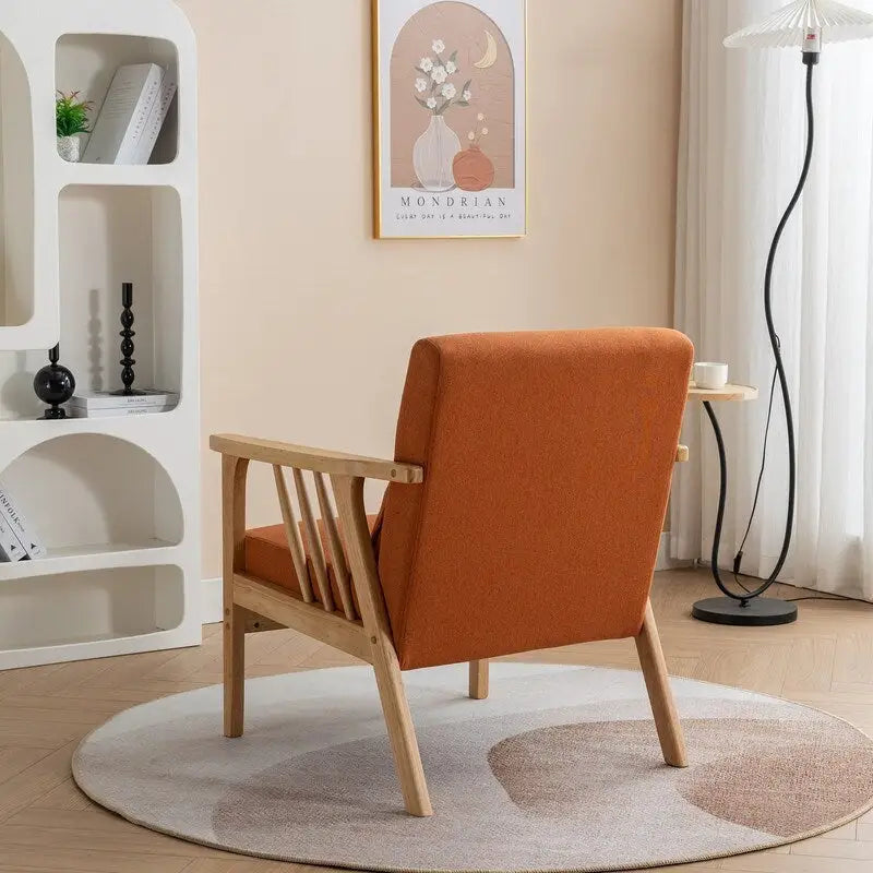 Fauteuil d'appoint en bois massif rembourré en bouclé de style milieu de siècle