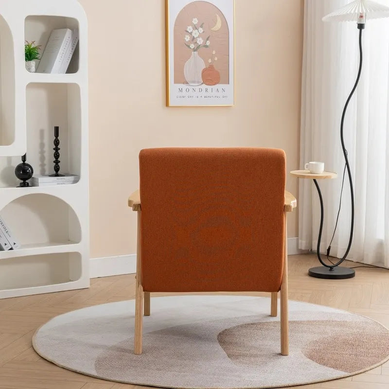 Fauteuil d'appoint en bois massif rembourré en bouclé de style milieu de siècle