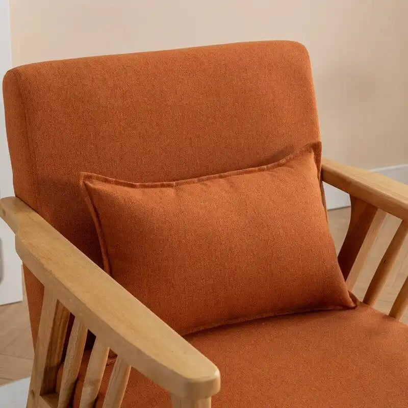 Fauteuil d'appoint en bois massif rembourré en bouclé de style milieu de siècle