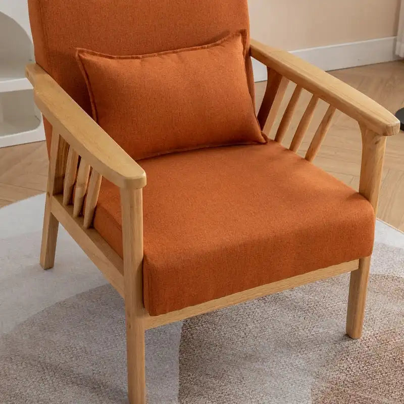 Fauteuil d'appoint en bois massif rembourré en bouclé de style milieu de siècle