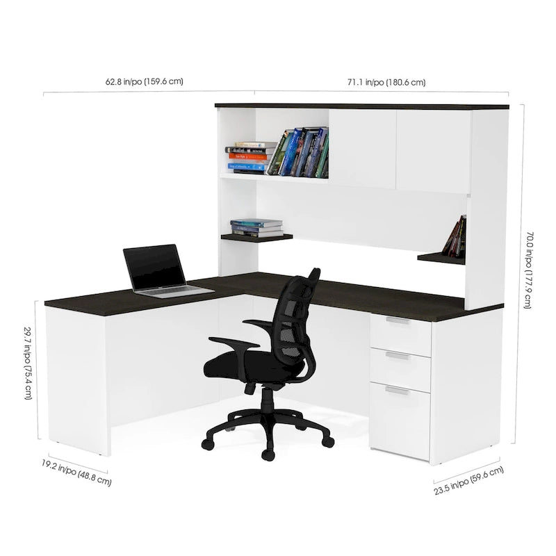 Bureau en L avec huche