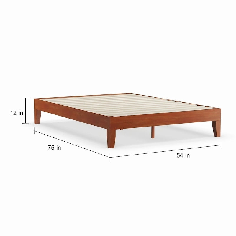 Lit plateforme double en bois