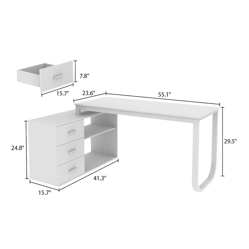 Bureau informatique en L de 55 pouces