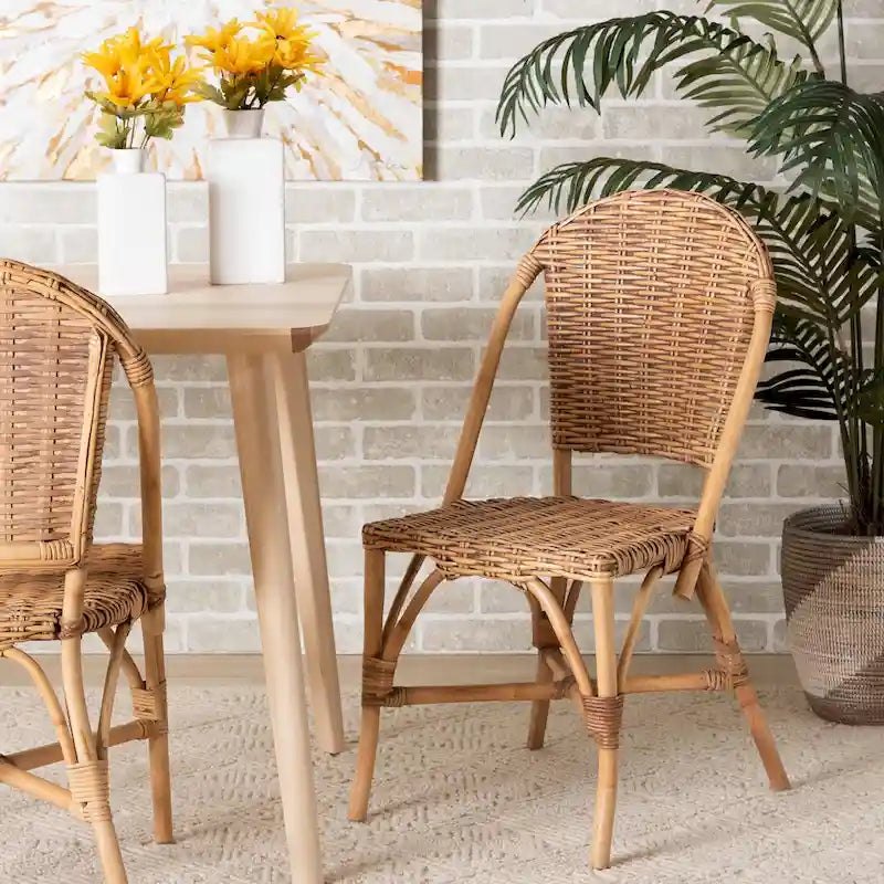 Chaise de salle à manger moderne en rotin naturel de style bohème