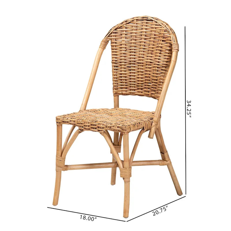 Chaise de salle à manger moderne en rotin naturel de style bohème