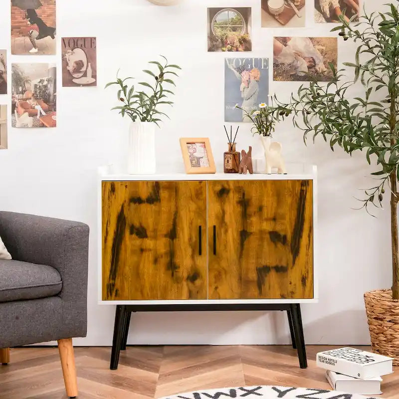 Bahut de rangement avec 2 portes et pieds en métal
