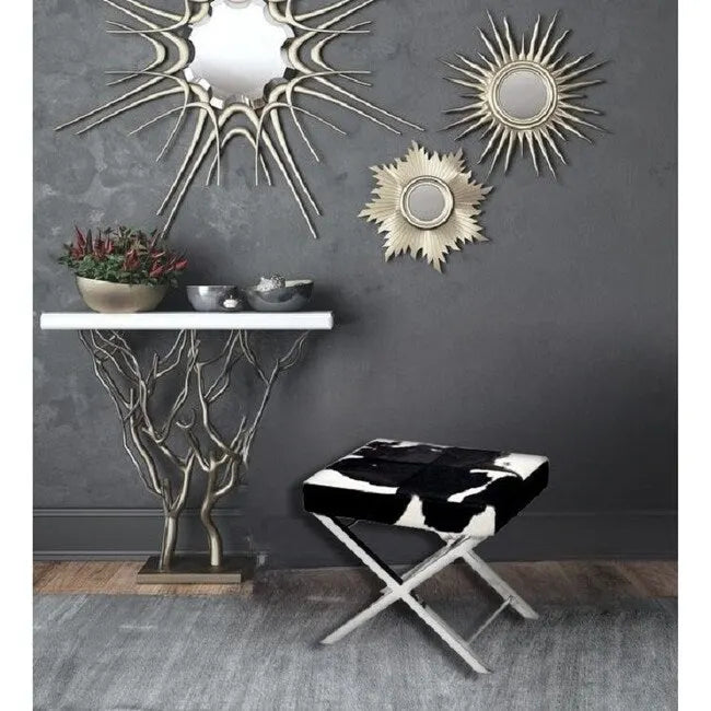 Chaise ottomane en acier inoxydable chromé