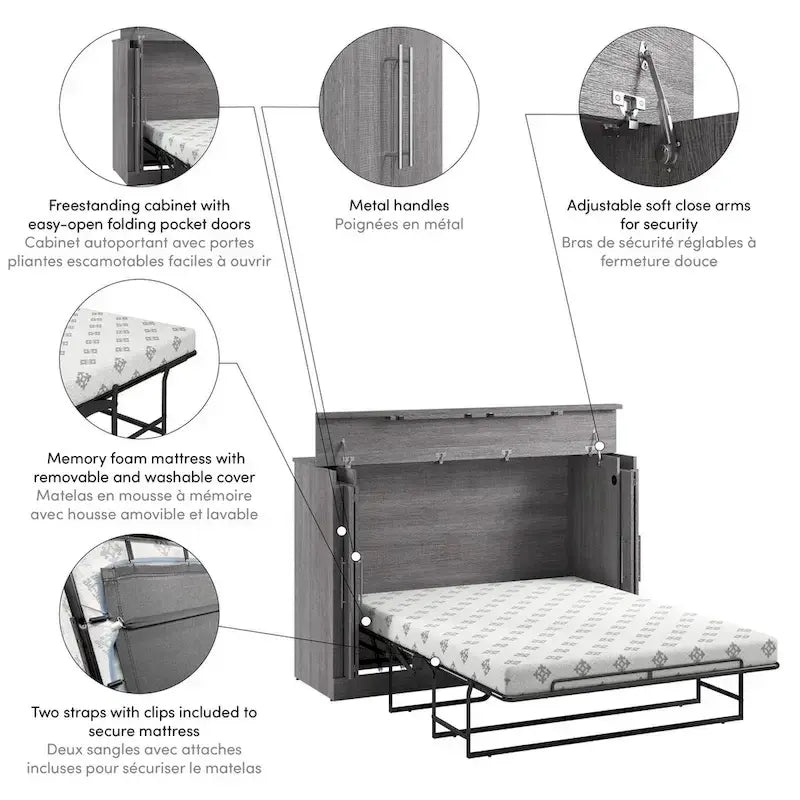 Lit armoire avec matelas pour chambre d'amis