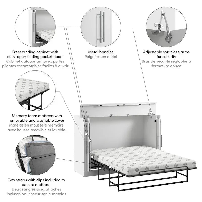 Lit armoire avec matelas pour chambre d'amis