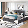 Lit plateforme en tissu de lin