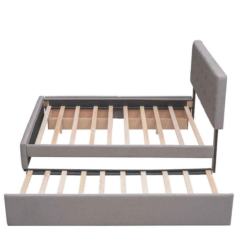 Lit plateforme en tissu de lin